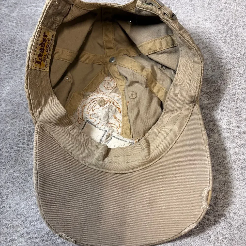 Tan Y2k Embellished Distressed Cap